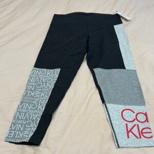 Calvin Klein Gray and Black Color-Block Leggings